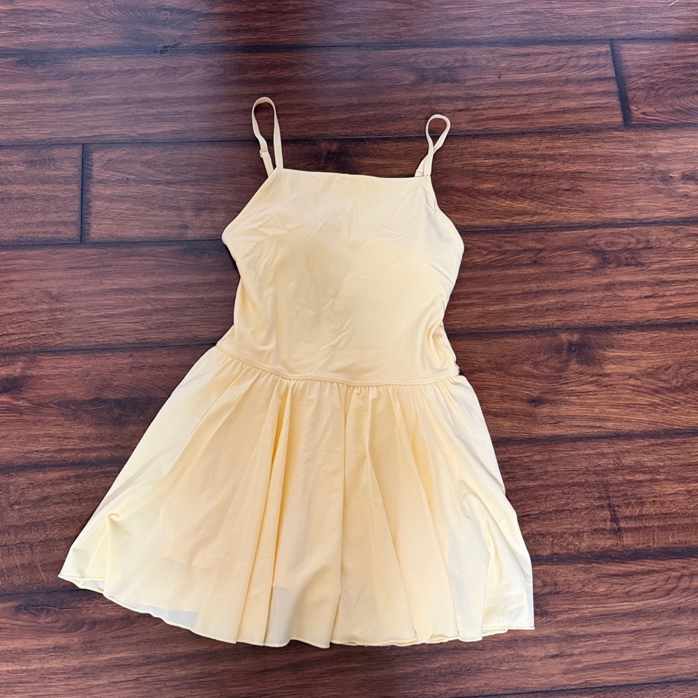 Aerie Light Yellow Spaghetti Strap activewear Dress